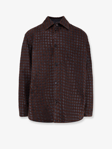 Leather and suede shirt/jacket with Intrecciato motif