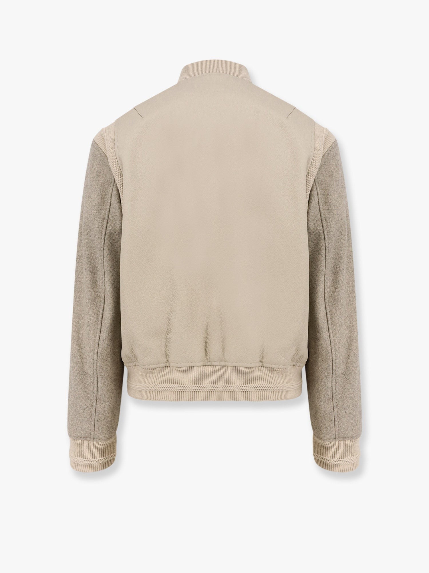 Leather and wool jacket with cd icon logo