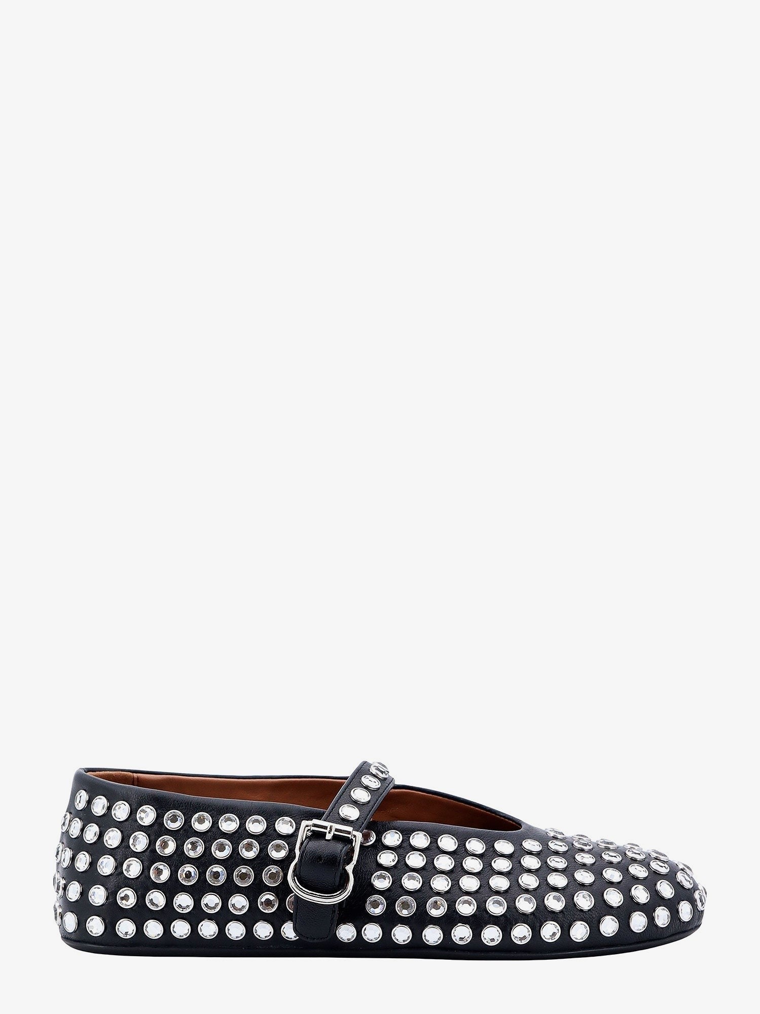 ALAIA - Leather ballet flats with rhinestones
