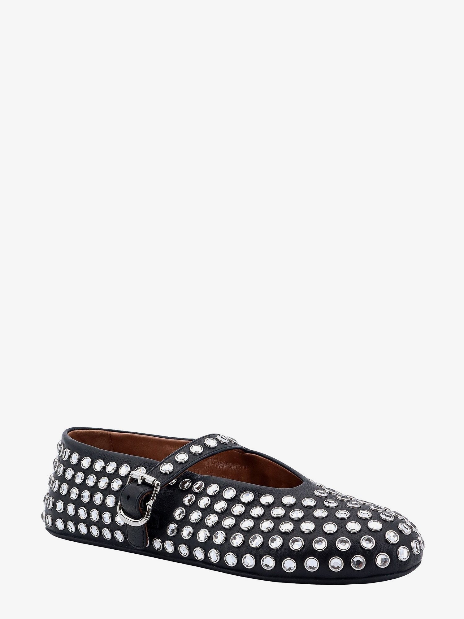 ALAIA - Leather ballet flats with rhinestones