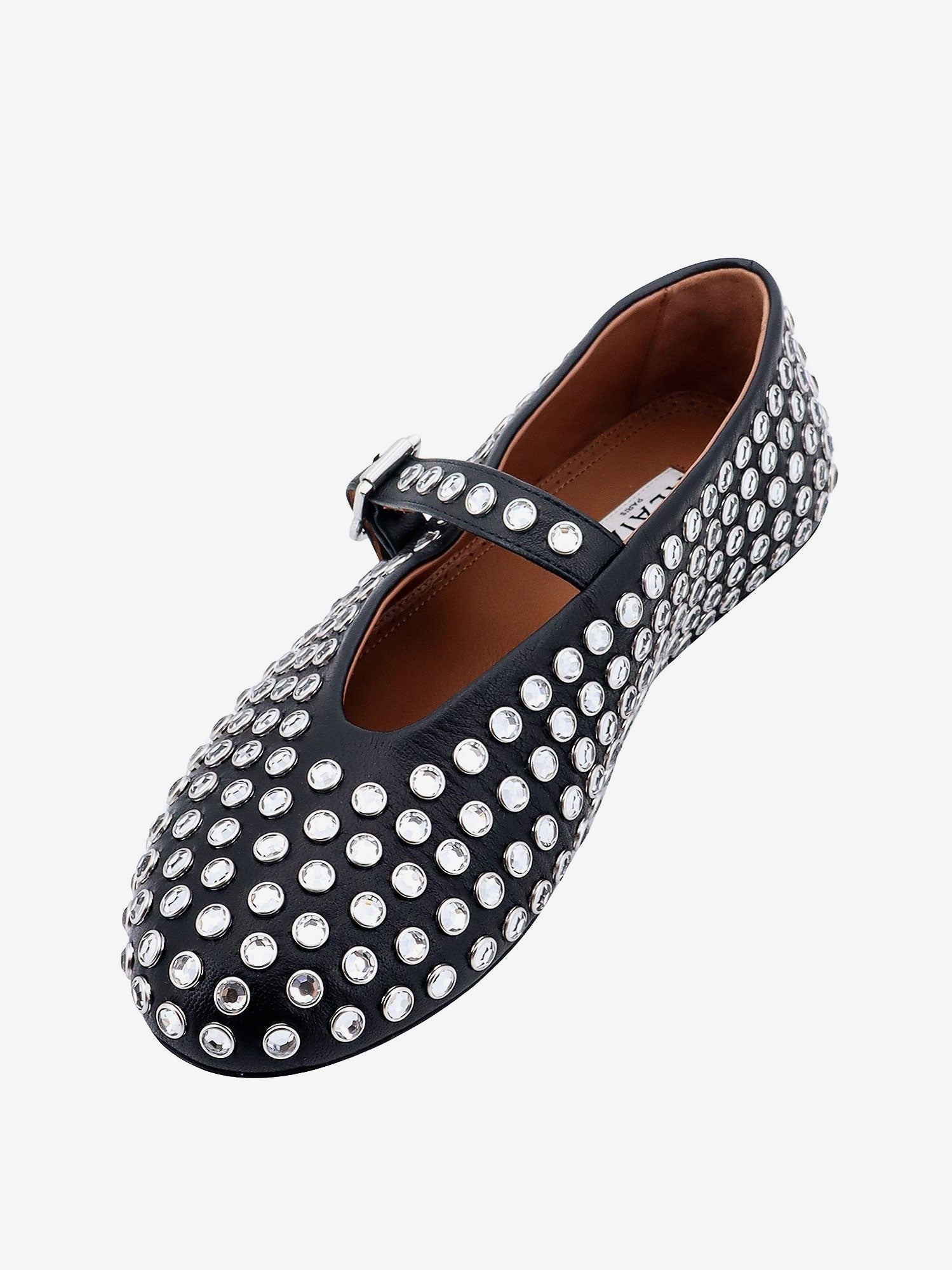 ALAIA - Leather ballet flats with rhinestones