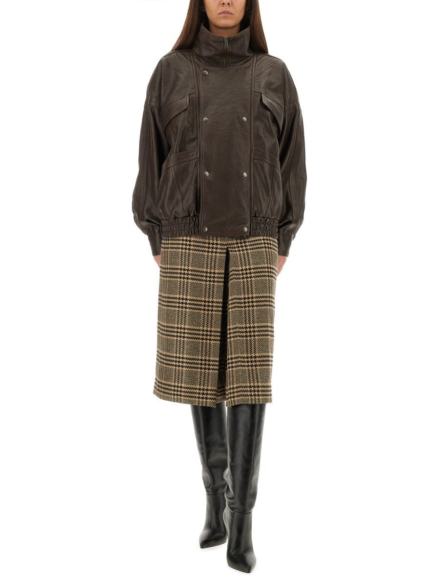 LEATHER "BALLOON" BOMBER JACKET