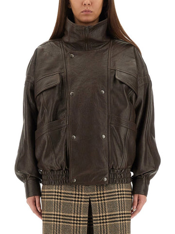 LEATHER "BALLOON" BOMBER JACKET