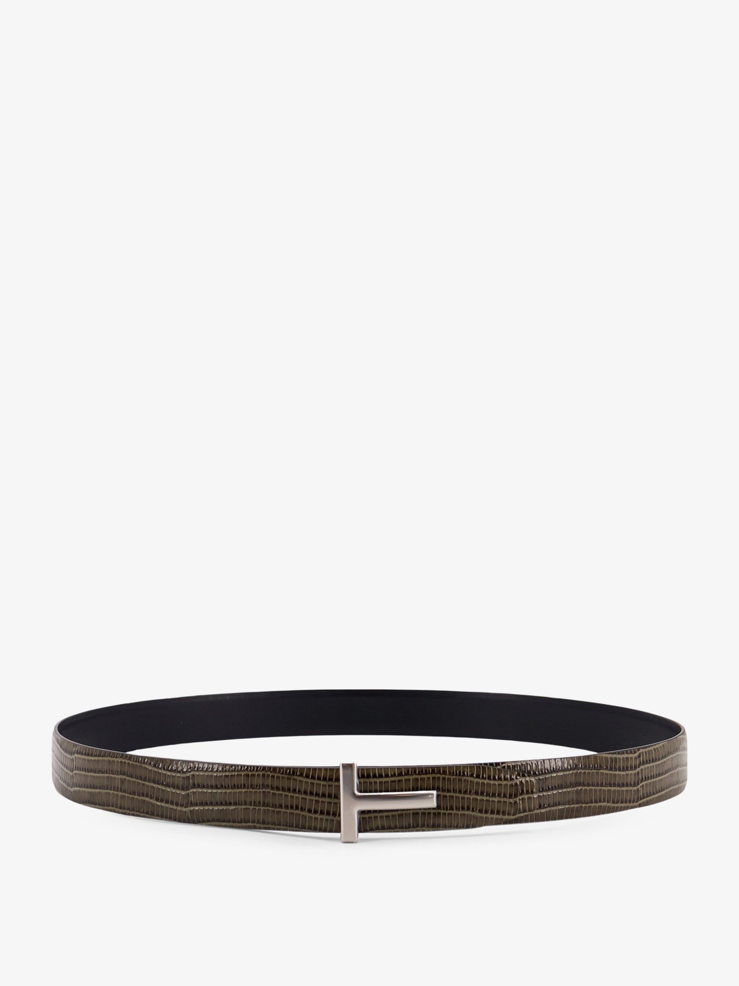Leather belt with croco effect