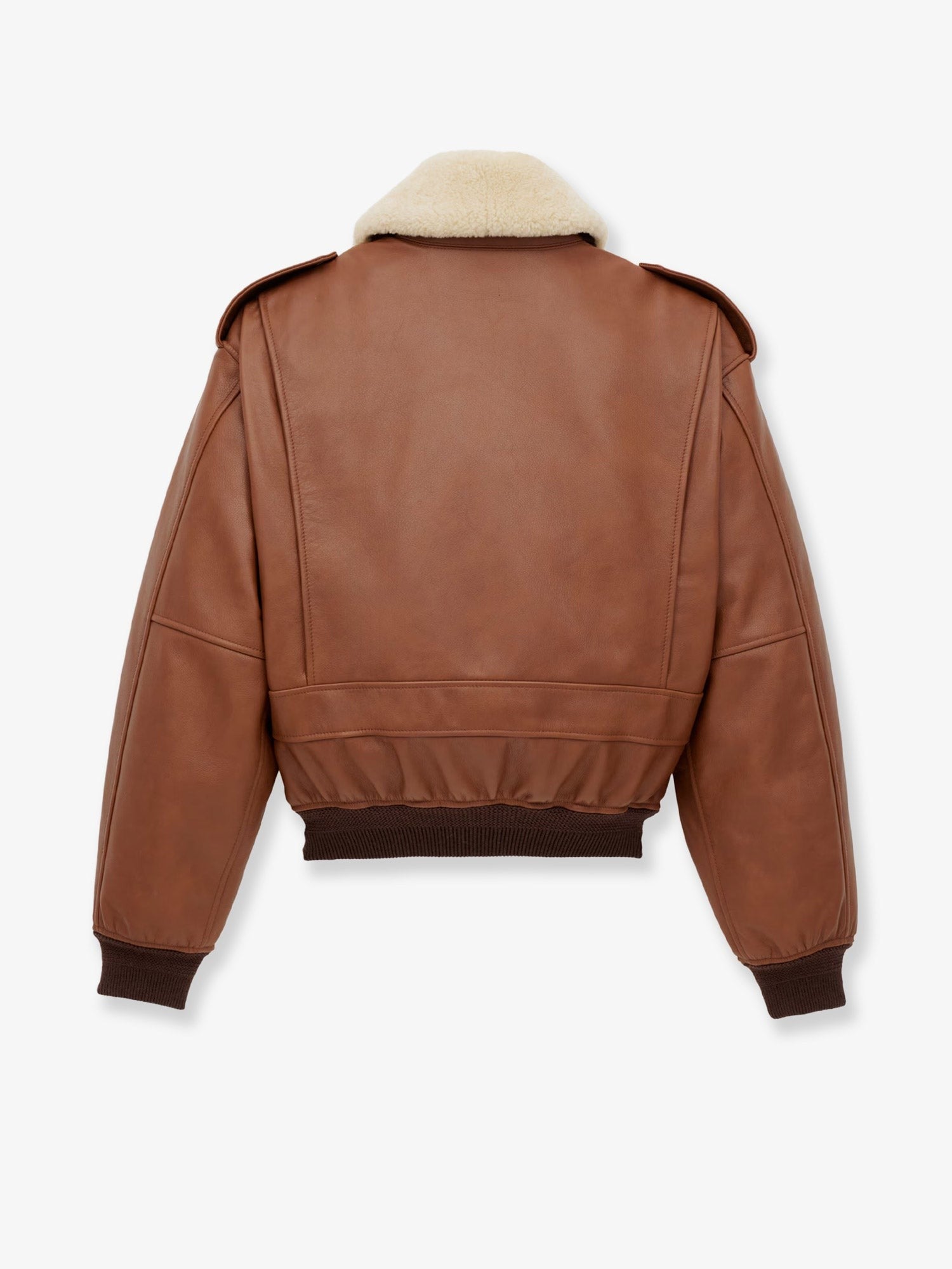 Leather bomber jacket with shearling collar