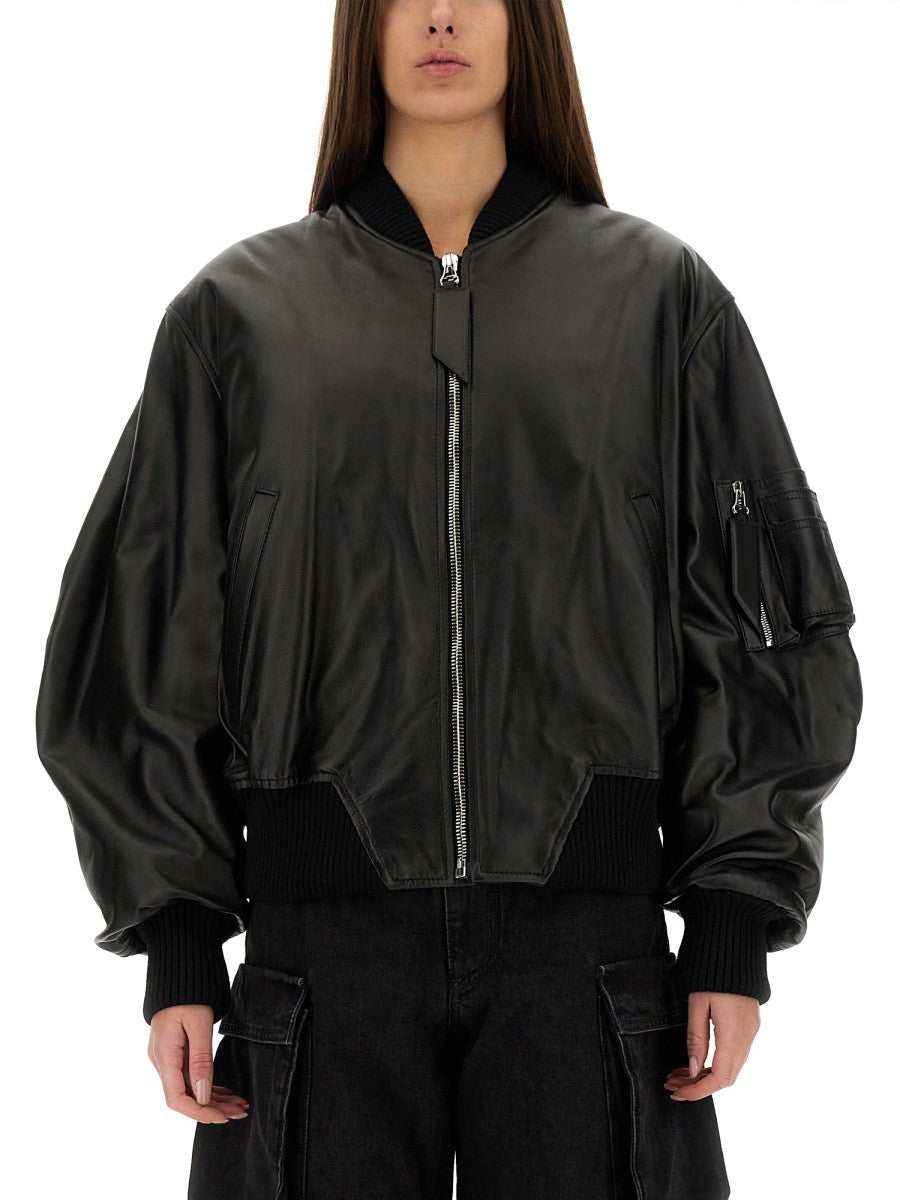 LEATHER BOMBER JACKET