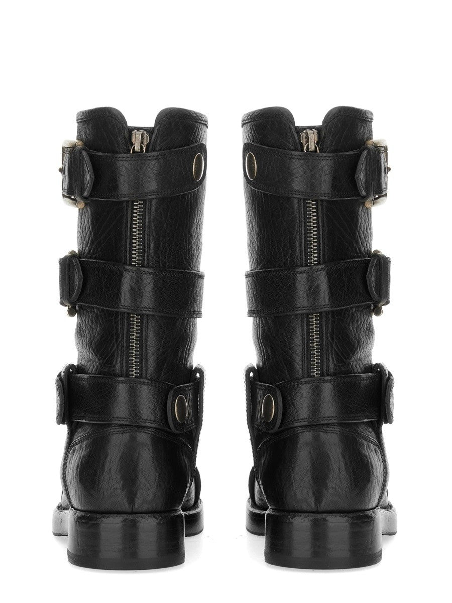 LEATHER BOOT WITH BUCKLES