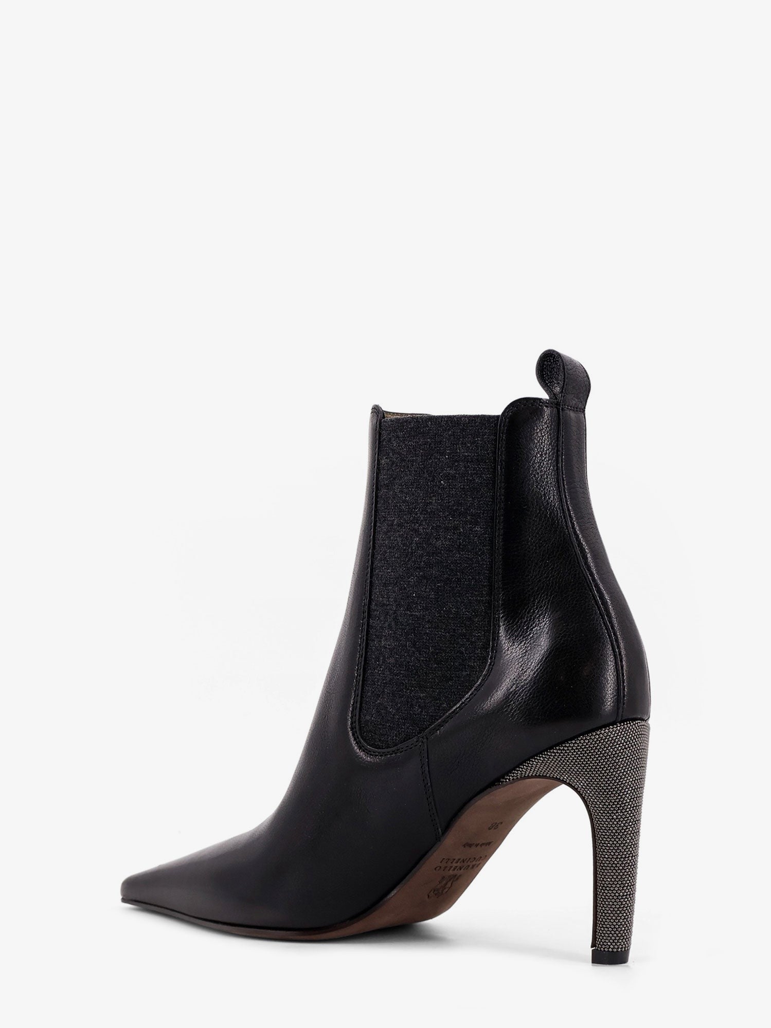 Leather boots with Monili detail on the heel