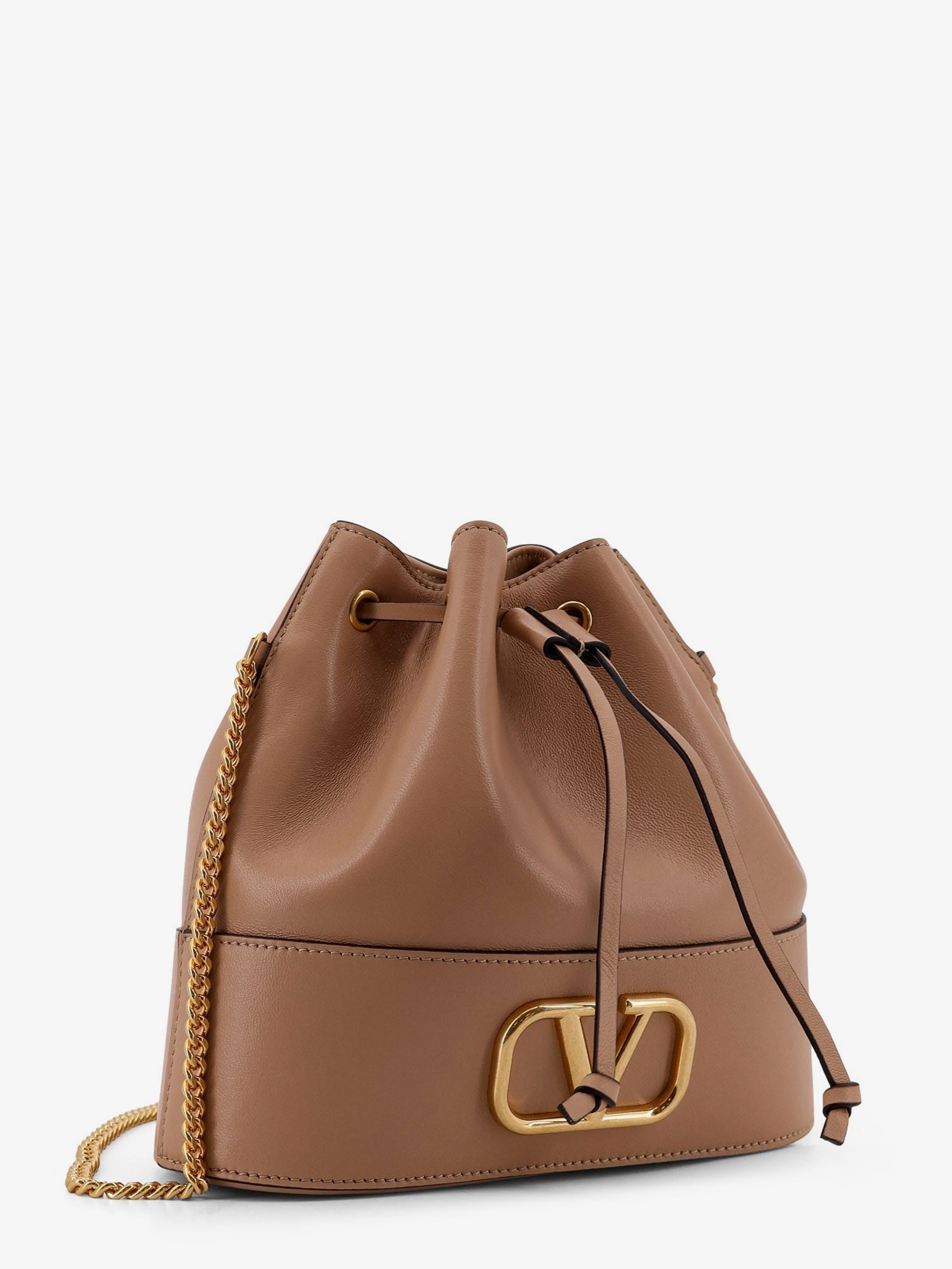 Leather Bucket bag with VLogo Signature