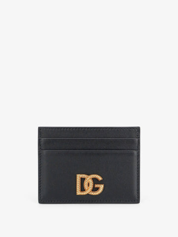 Dolce & Gabbana Leather card holder with metal DG logo