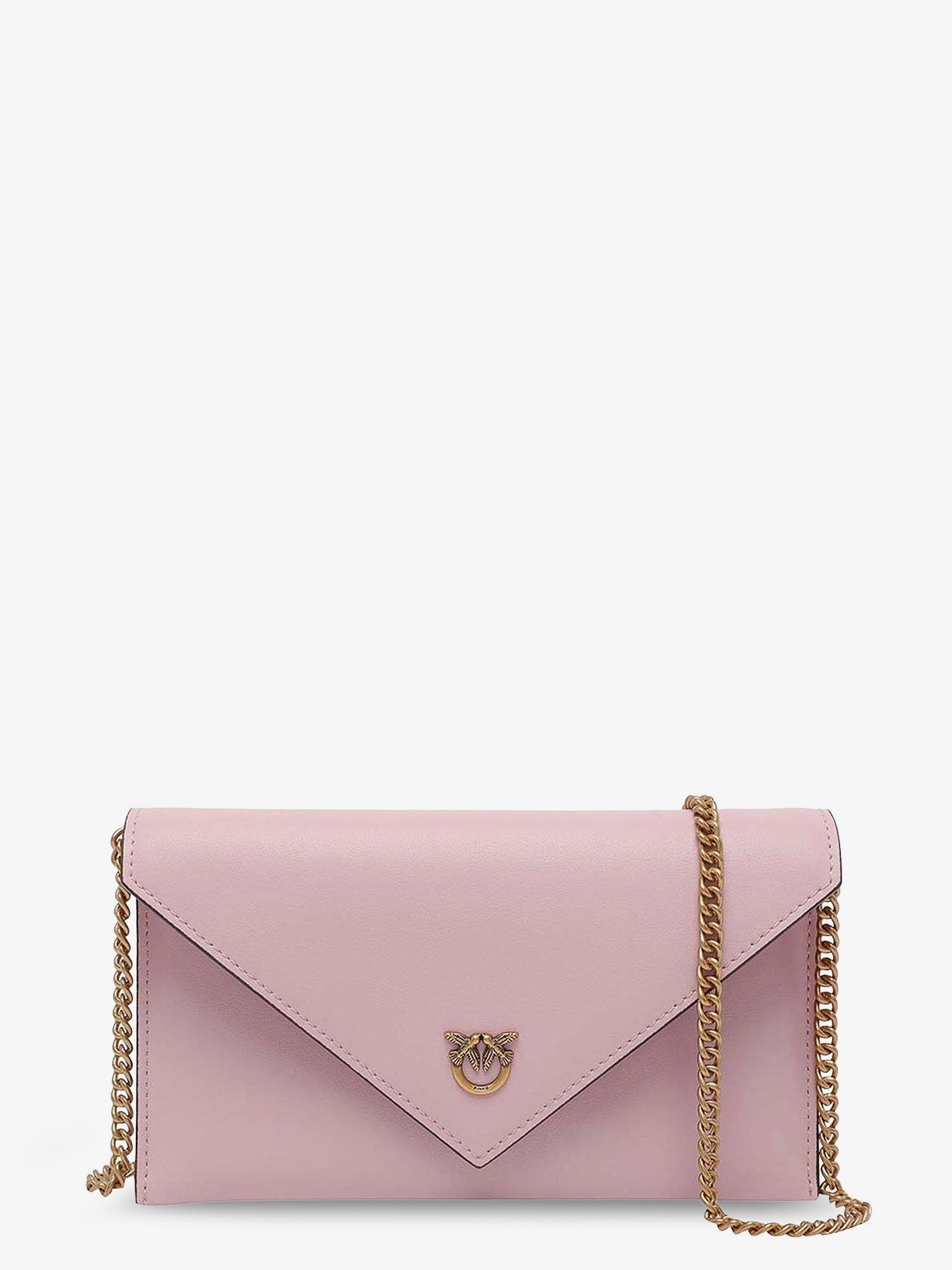 Pinko - Leather clutch bag with metal Love Birds logo leather-clutch-bag-with-metal-love-birds-logo_8a714250-dd88-4d75-b7bf-98dc7d0ac53b
