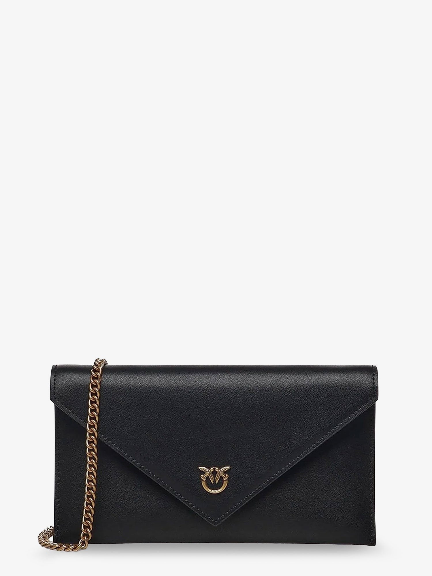 Pinko - Leather clutch bag with metal Love Birds logo leather-clutch-bag-with-metal-love-birds-logo_d83be31d-a2a1-464e-a586-7776669748a7