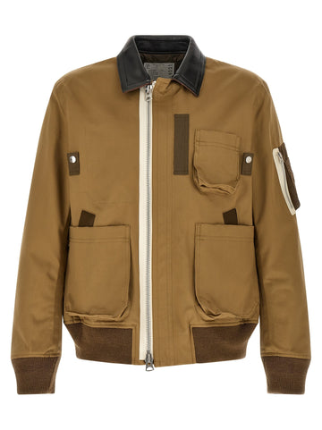 SACAI - Leather collar blouson