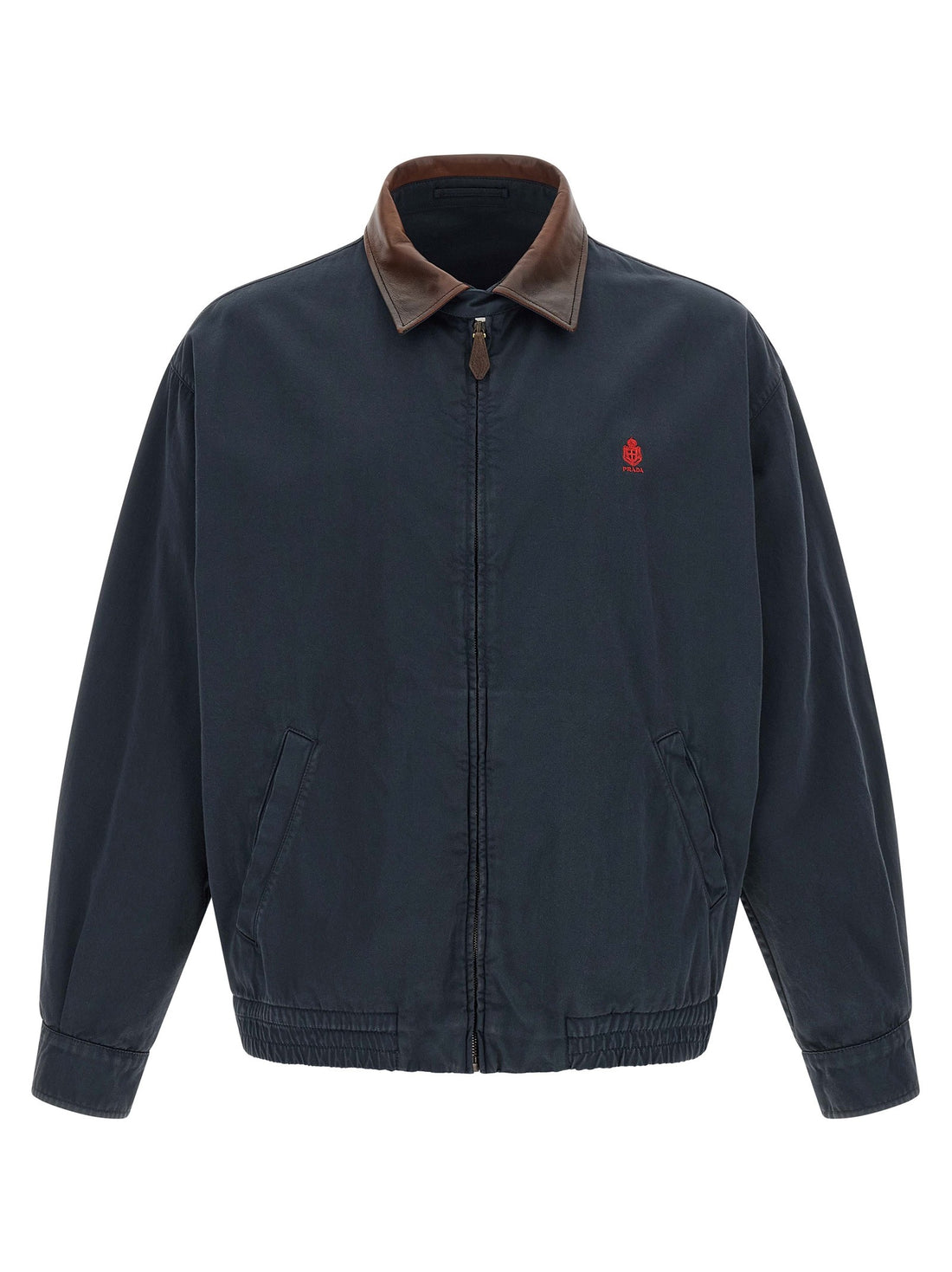 PRADA - Leather collar jacket Blue