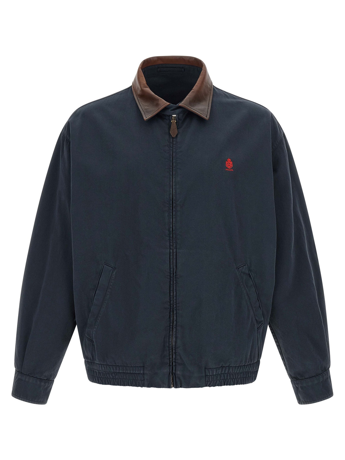 PRADA - Leather collar jacket Blue