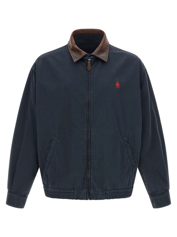 PRADA - Leather collar jacket Blue