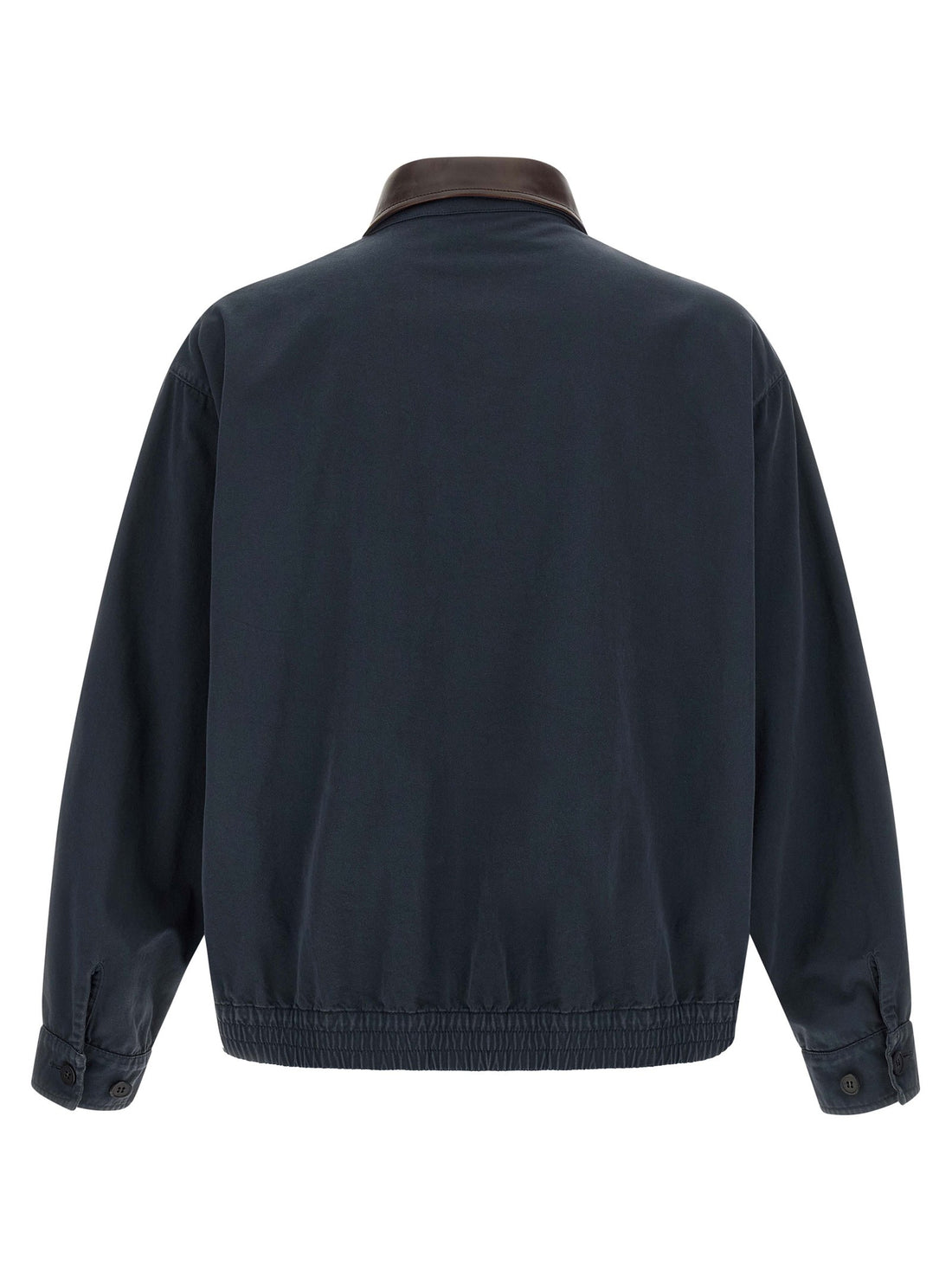 PRADA - Leather collar jacket Blue