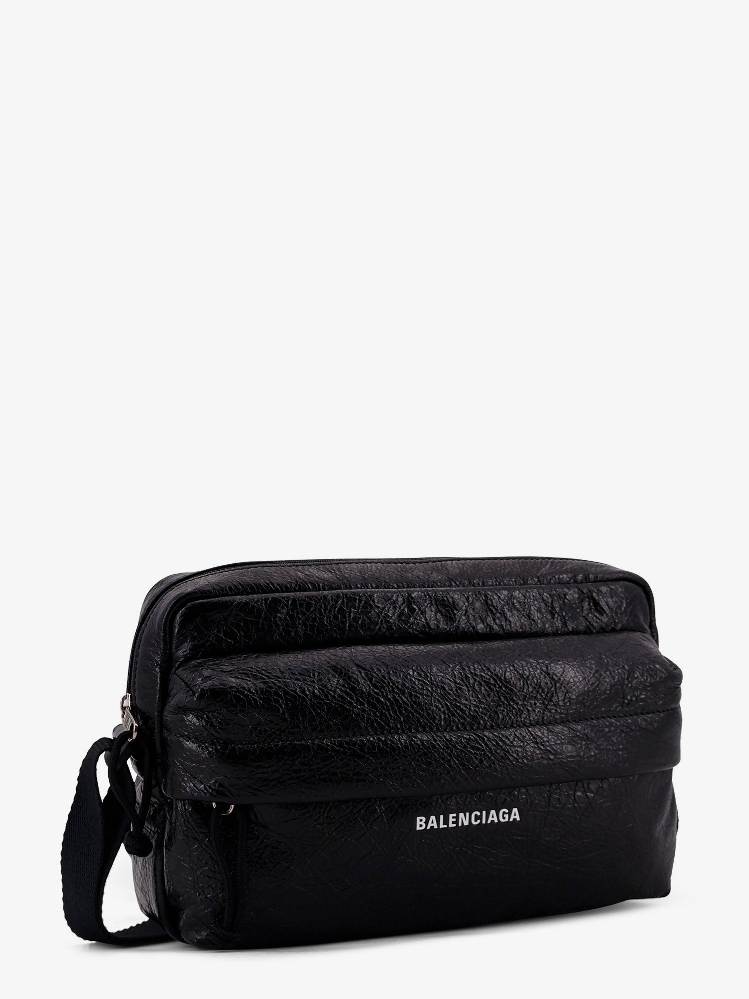 Leather crossbody bag with logo on the front