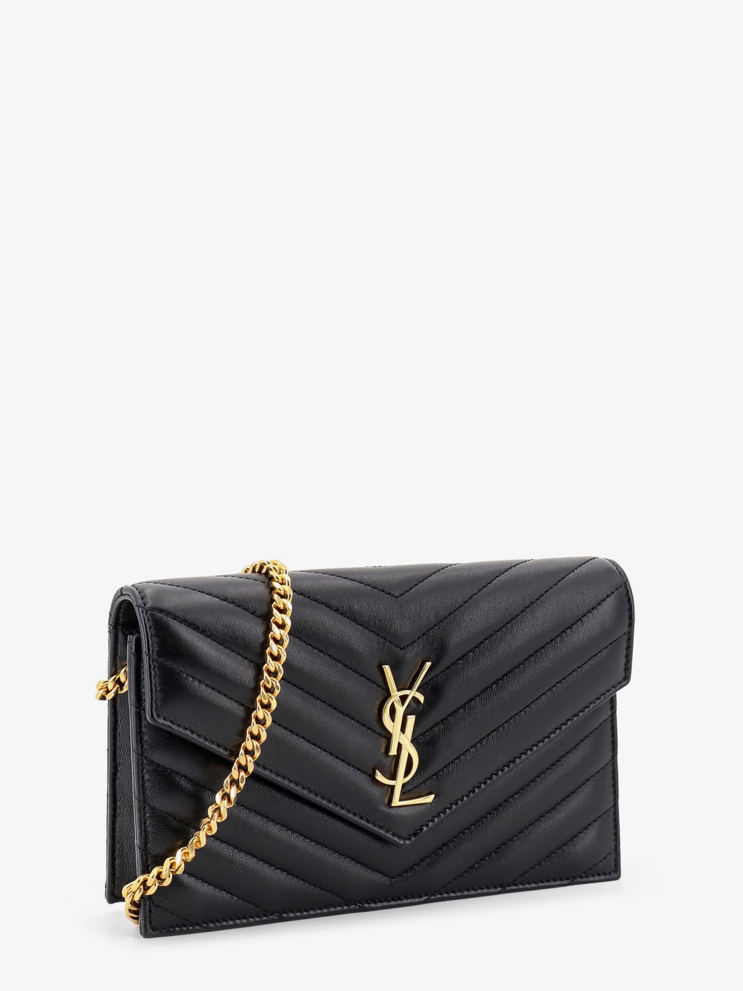 Saint Laurent Saint Laurent - Leather crossbody bag with metal Cassandre logo