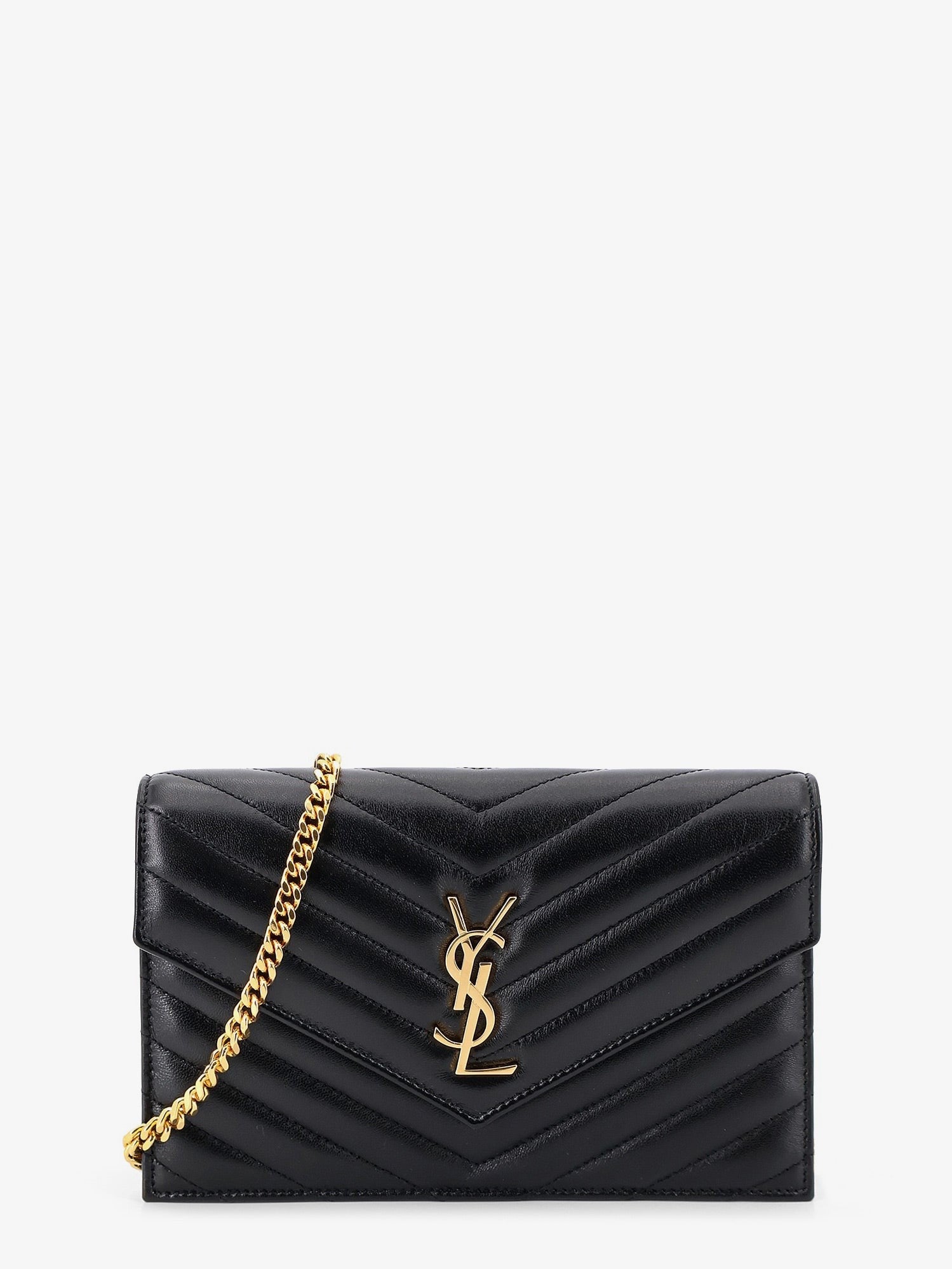 Saint Laurent Saint Laurent - Leather crossbody bag with metal Cassandre logo