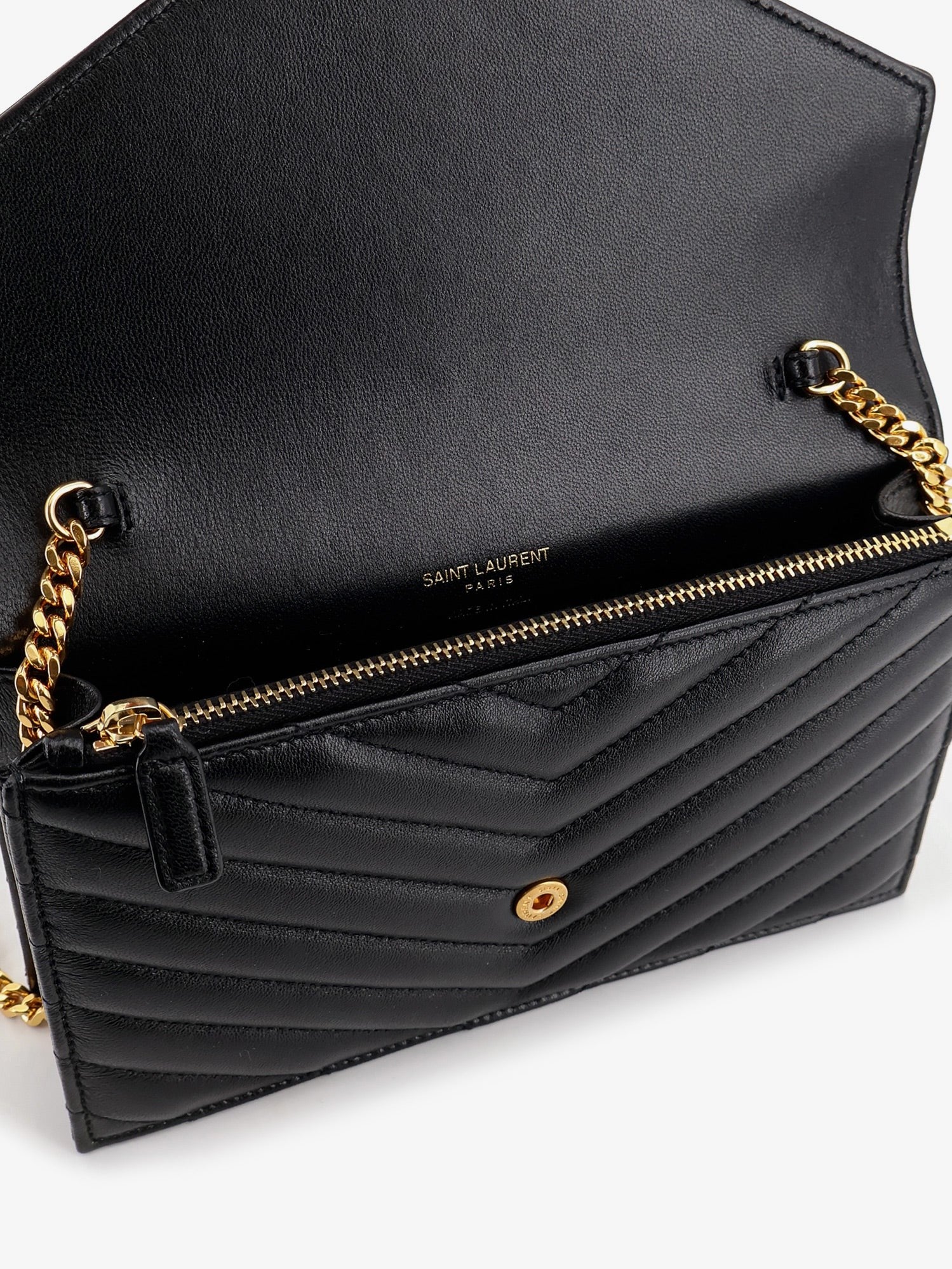 Saint Laurent Saint Laurent - Leather crossbody bag with metal Cassandre logo