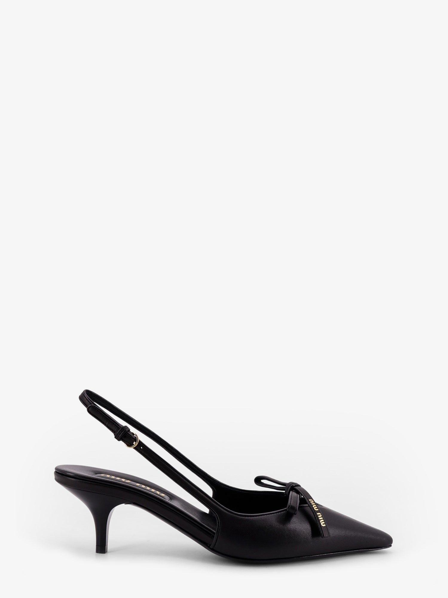 Miu Miu Miu Miu - Leather décolleté with logo bow detail