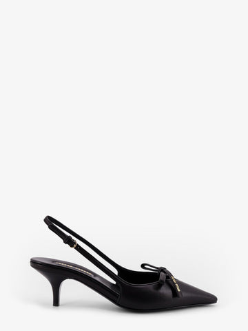 Miu Miu Miu Miu - Leather décolleté with logo bow detail