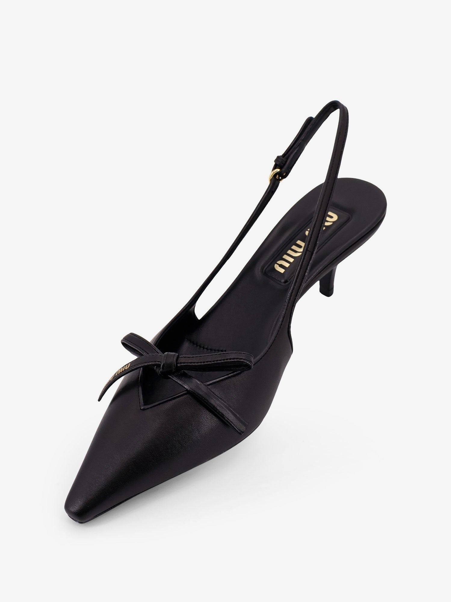 Miu Miu Miu Miu - Leather décolleté with logo bow detail