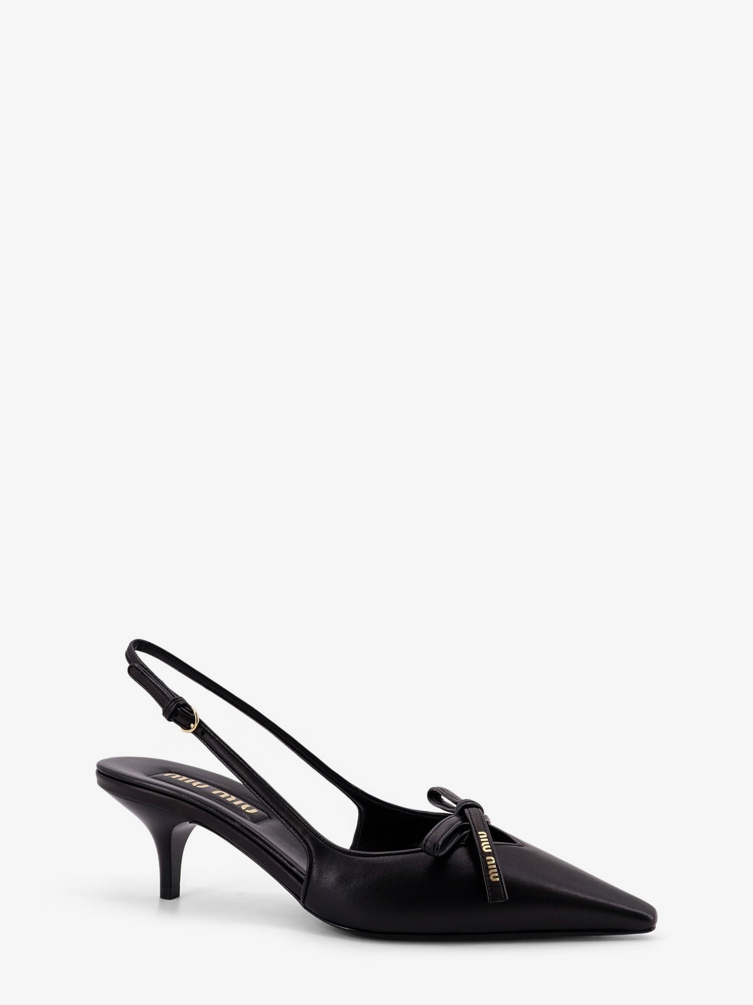 Miu Miu Miu Miu - Leather décolleté with logo bow detail