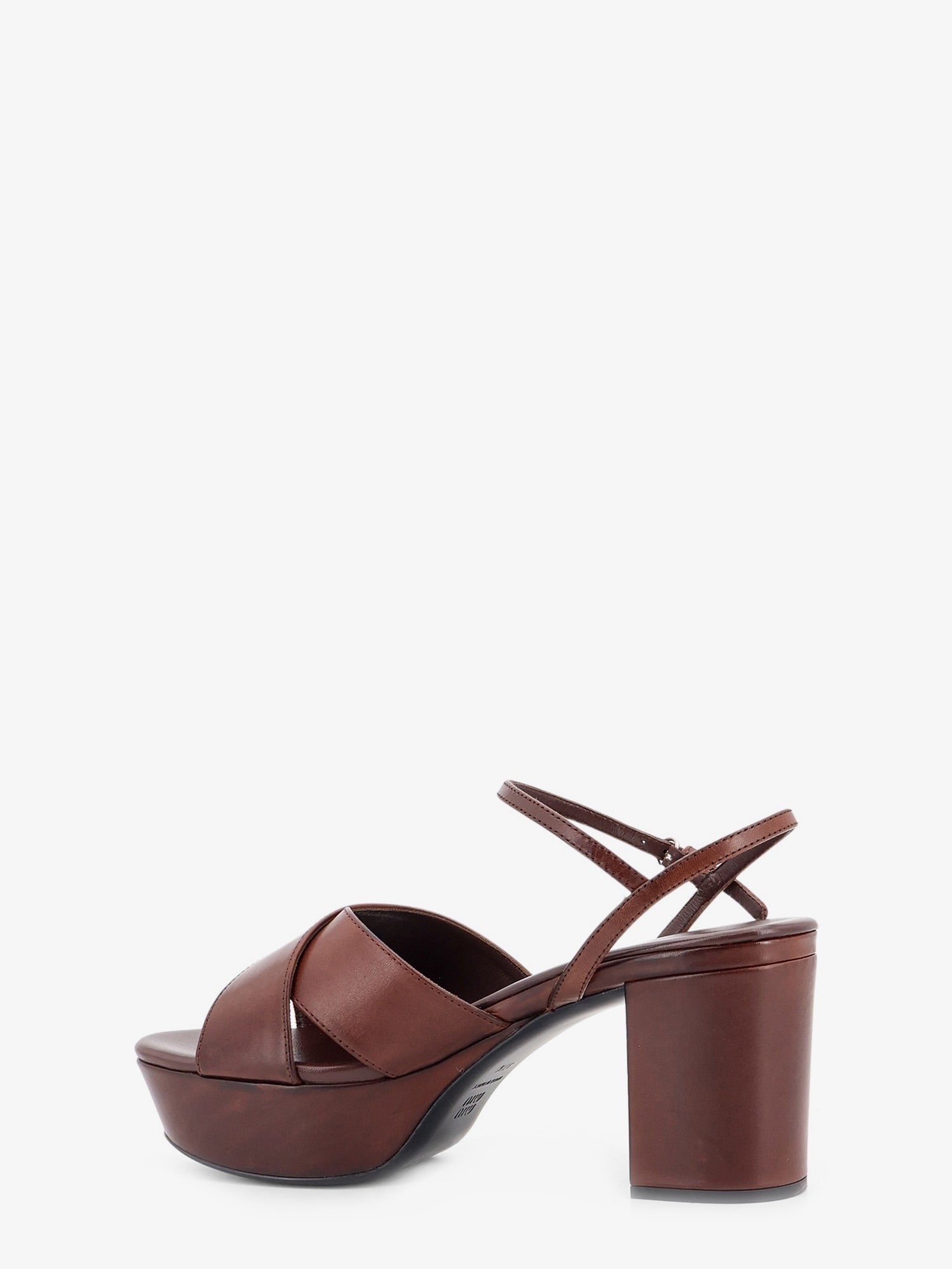 Miu Miu Miu Miu - Leather heeled sandals with engraved logo on the side