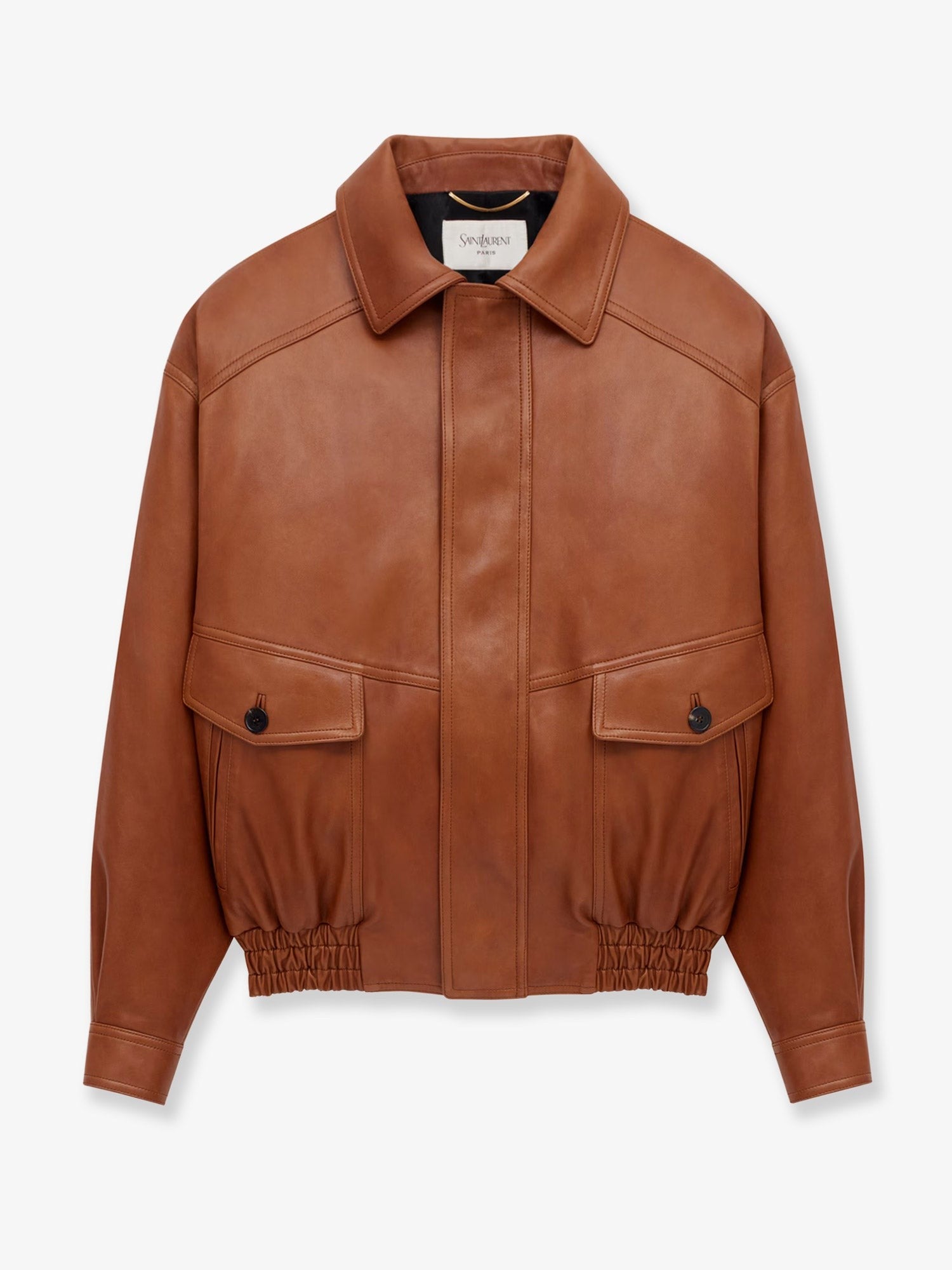 Leather jacket with maxi pockets on the front