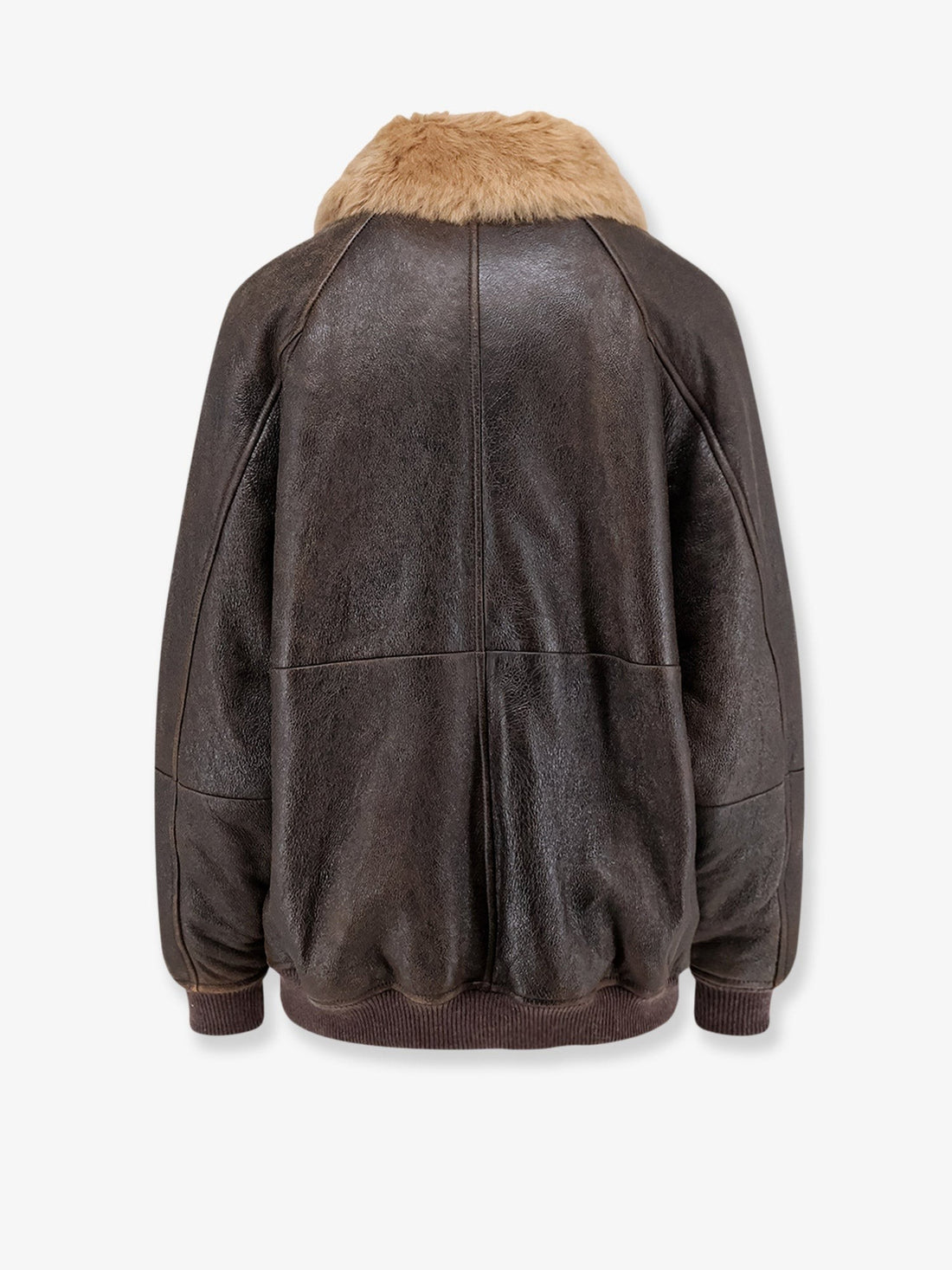 Brunello Cucinelli - Leather jacket with shearling collar leather-jacket-with-shearling-collar