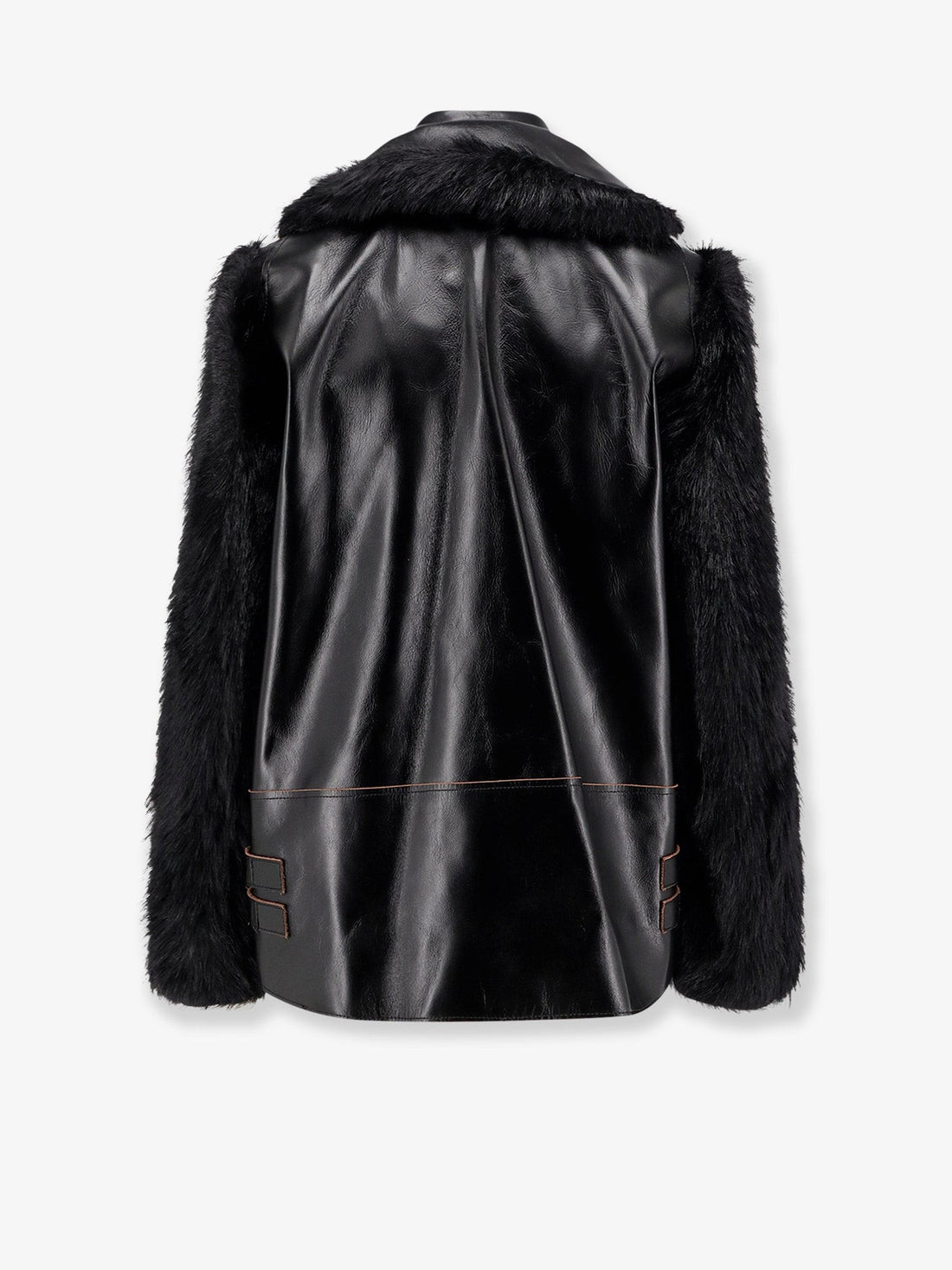 Leather Jacket with synthetic fur inserts