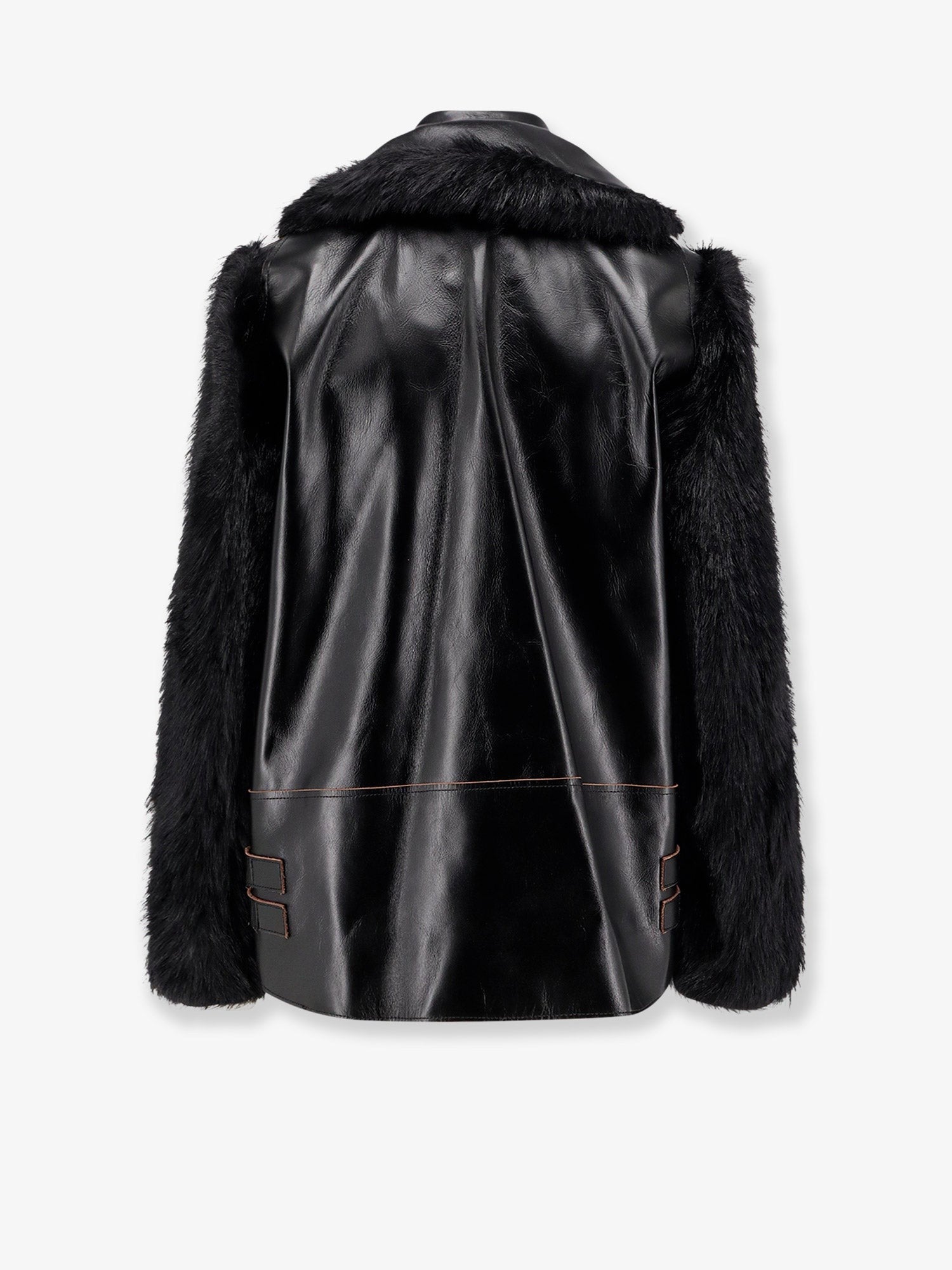 Leather Jacket with synthetic fur inserts
