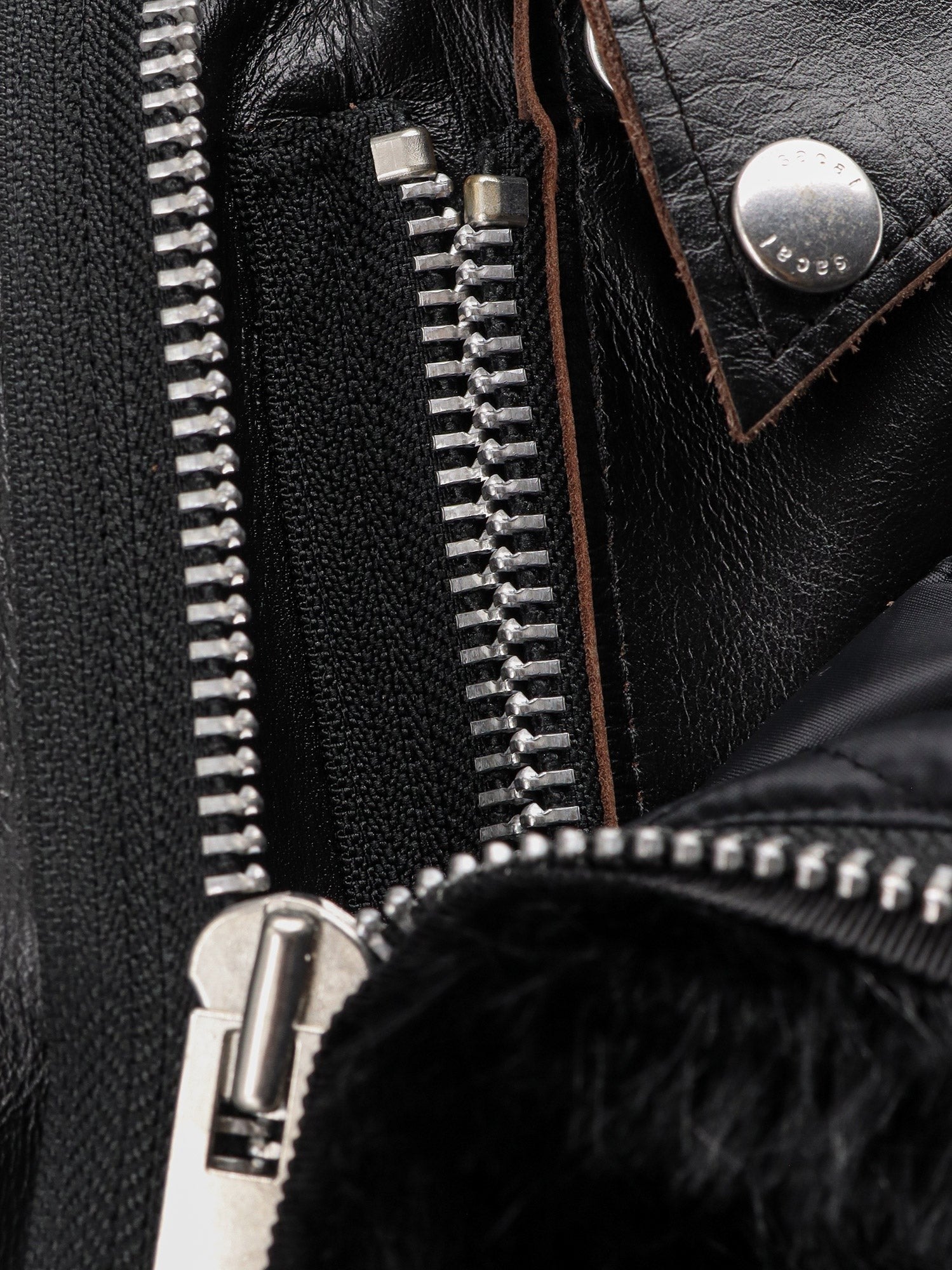 Leather Jacket with synthetic fur inserts