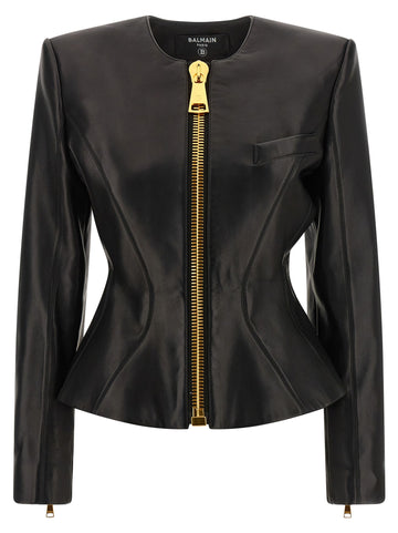 Balmain - Leather jacket Black
