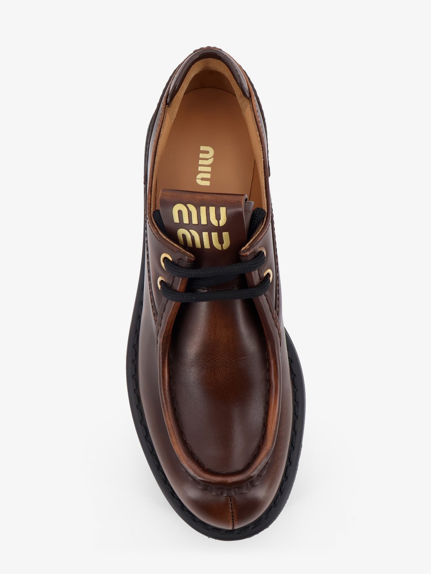 Miu Miu - Leather lace-up with front lettering logo leather-lace-up-with-front-lettering-logo_05a60b17-1b3c-45de-90be-db6185f25438