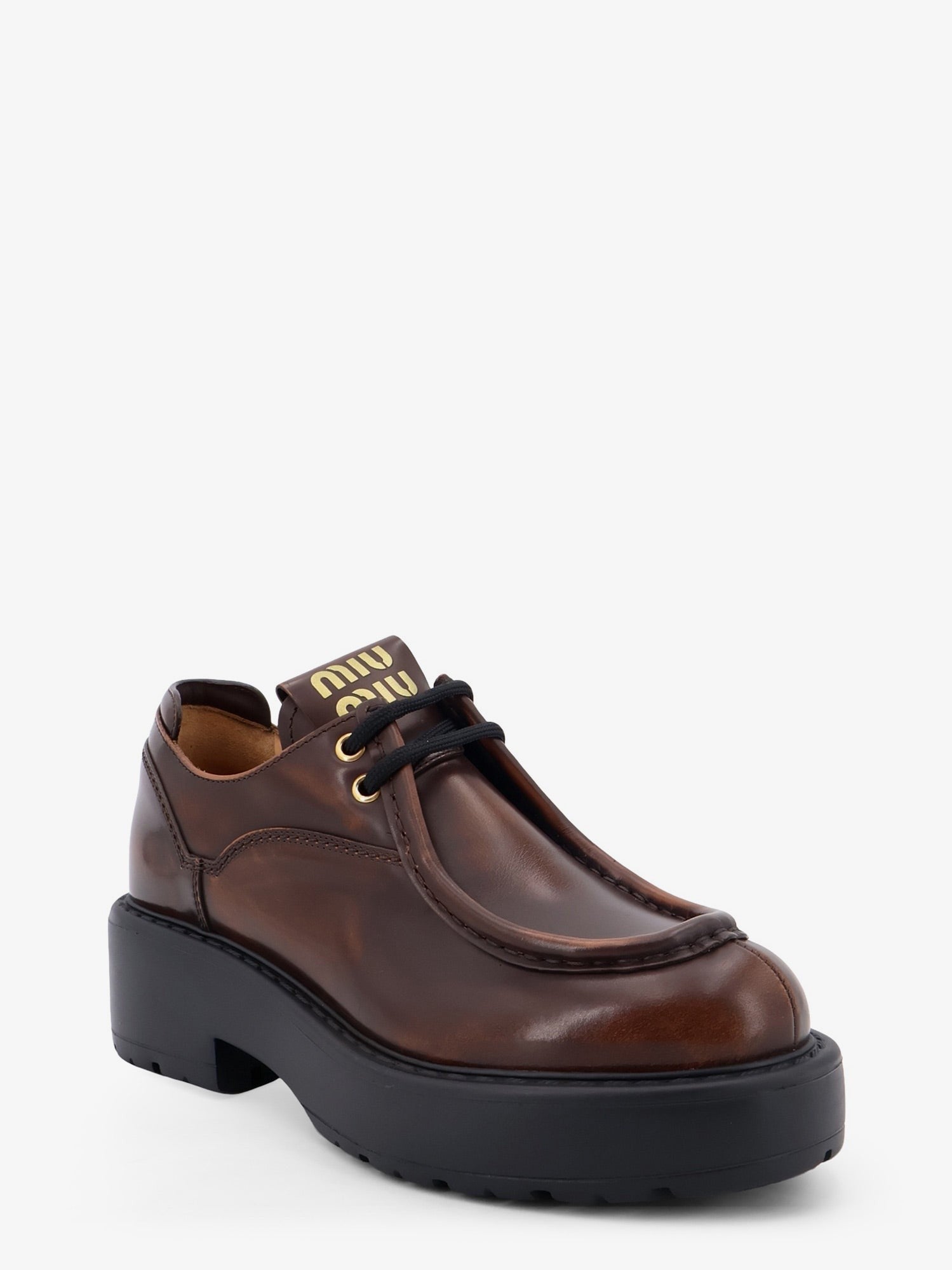 Miu Miu - Leather lace-up with front lettering logo leather-lace-up-with-front-lettering-logo_86584880-fa8d-4bba-a73c-b0178992a2bf
