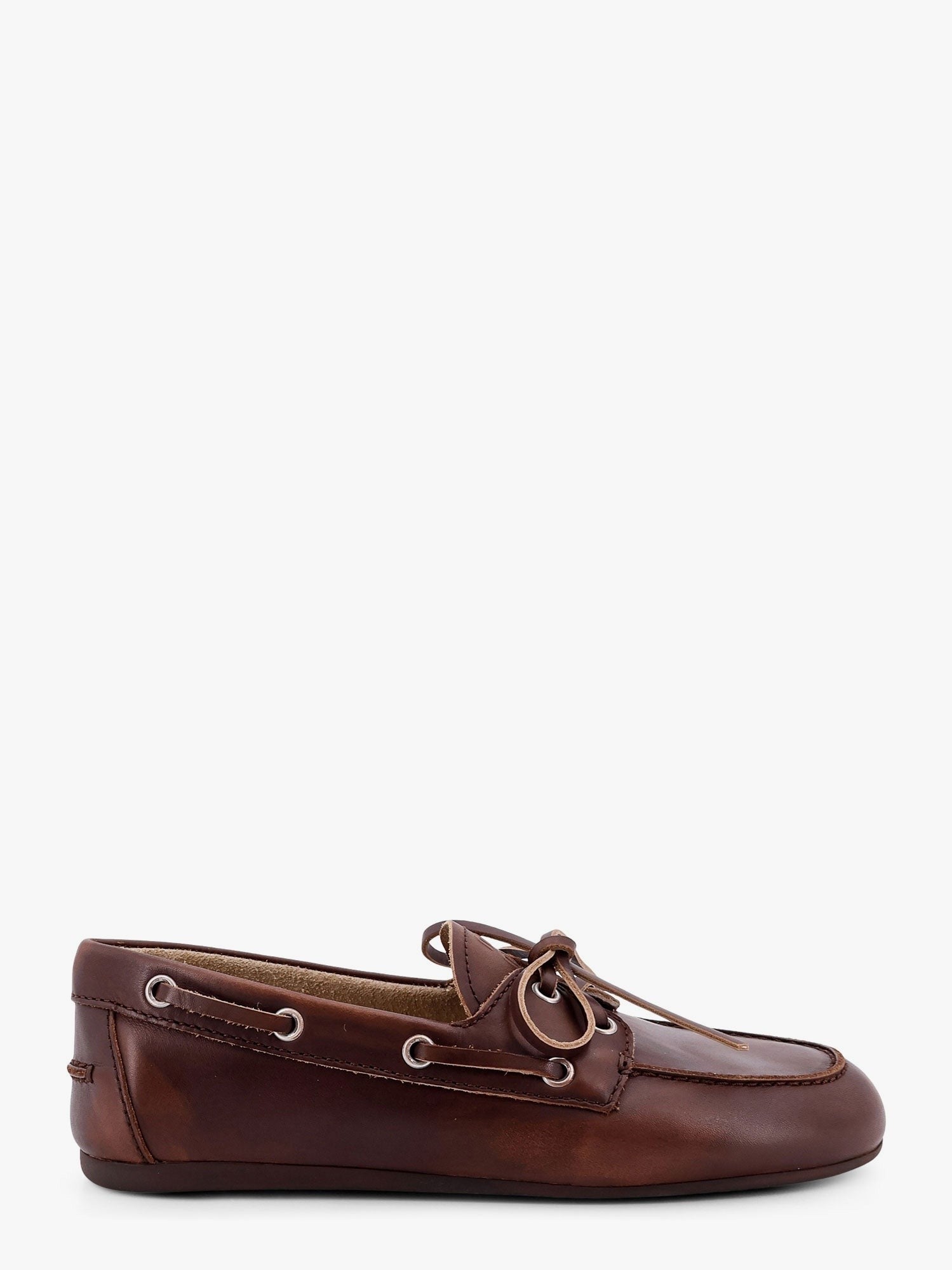 Leather loafers with lettering logo