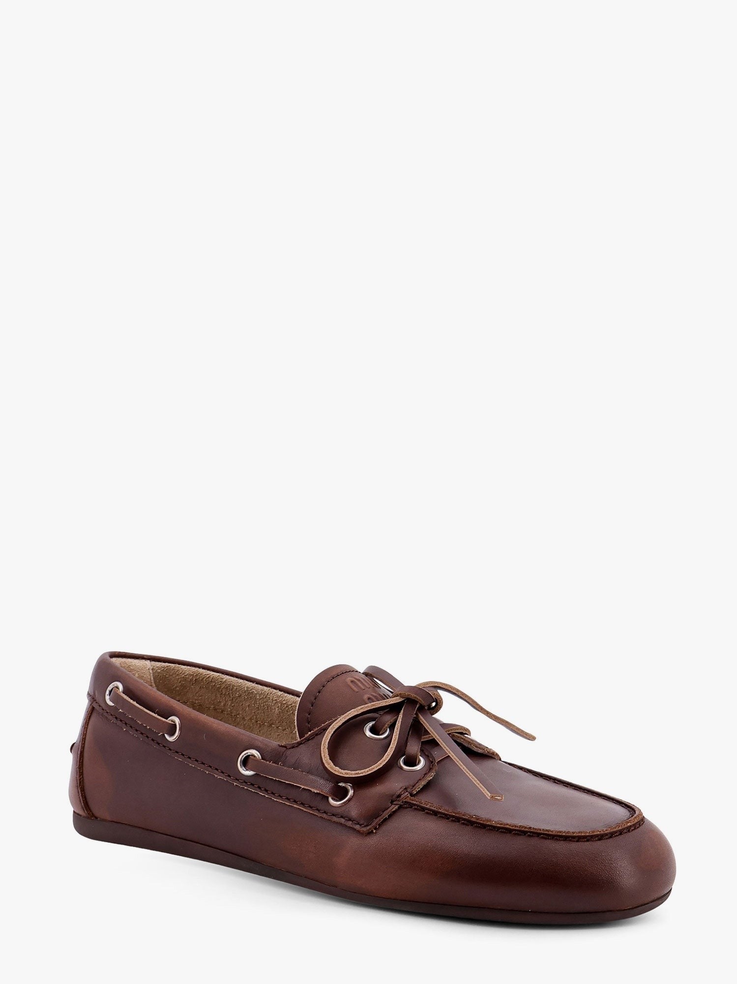 Leather loafers with lettering logo