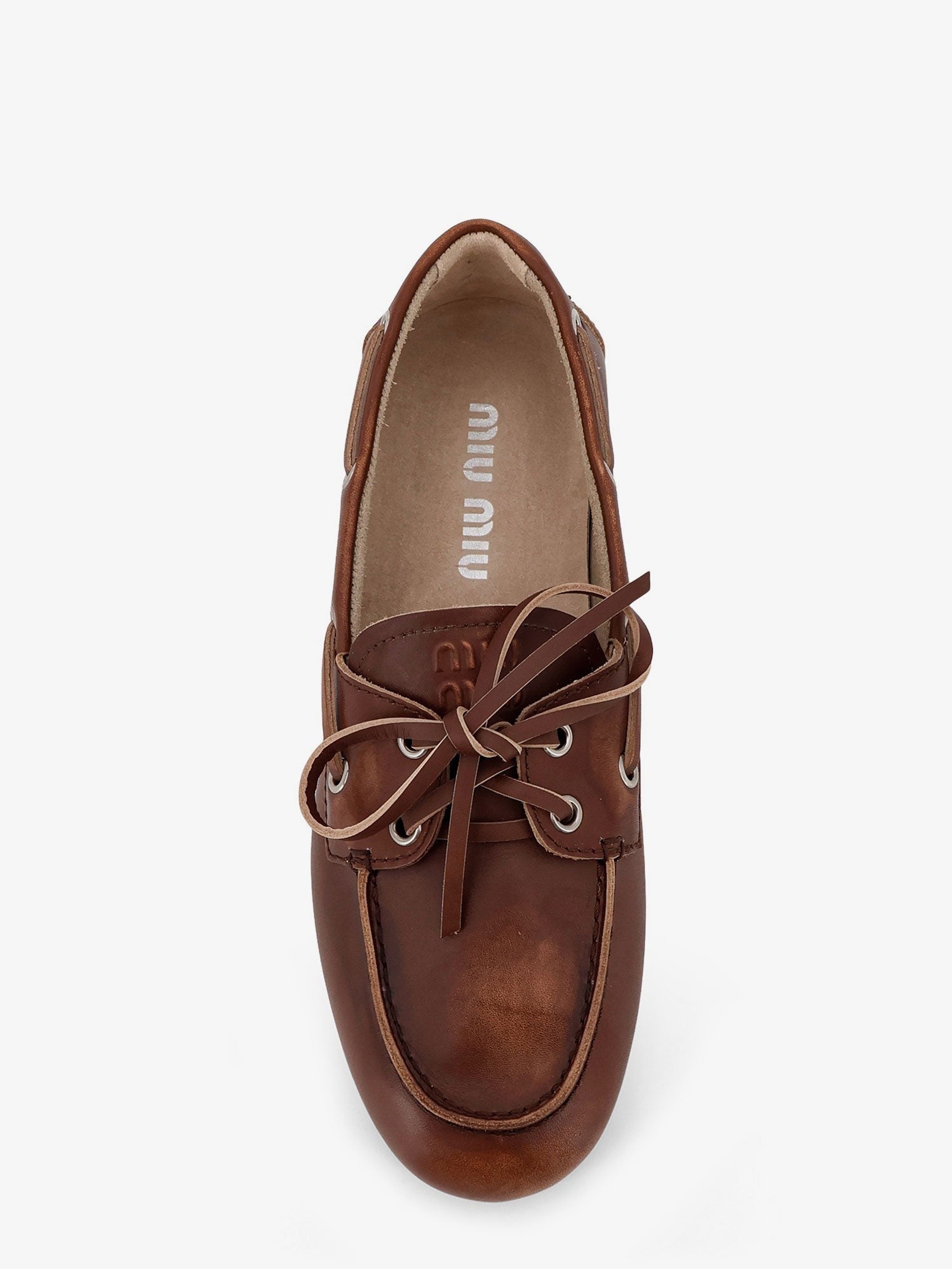 Miu Miu - Leather loafers with lettering logo