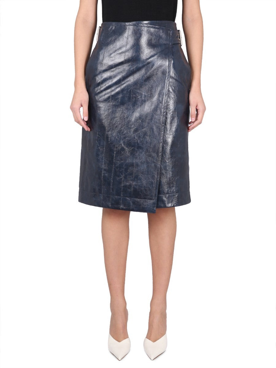 LEATHER MIDI SKIRT