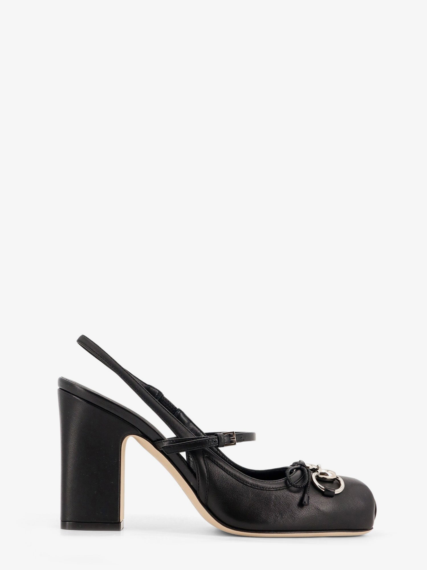 Leather pumps with metal Horsebit detail