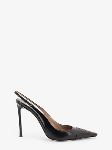 TOM FORD - Leather pumps with metal T Logo detail