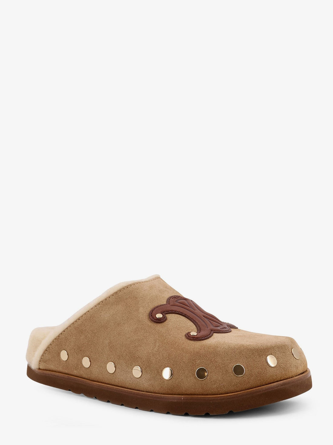 Leather sabot sandal with Triomphe logo