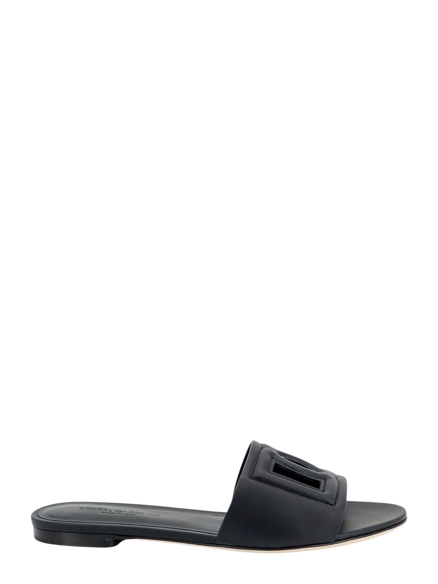 Leather sandals with DG Millennials logo