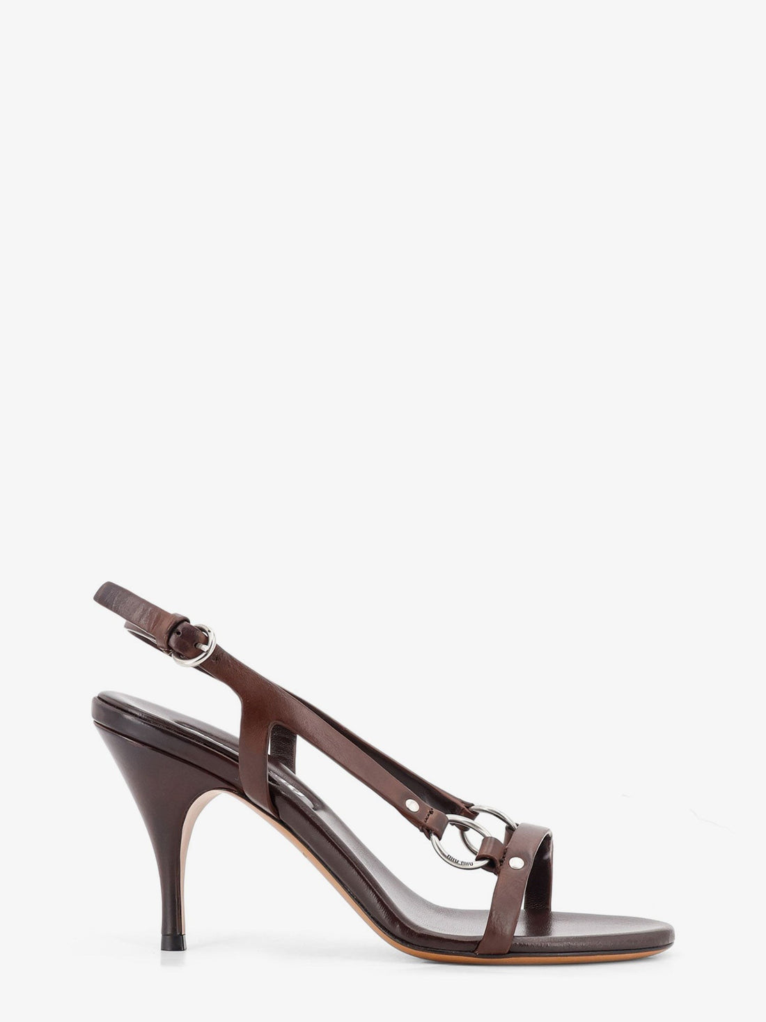 Miu Miu - Leather sandals with metal detail leather-sandals-with-metal-detail
