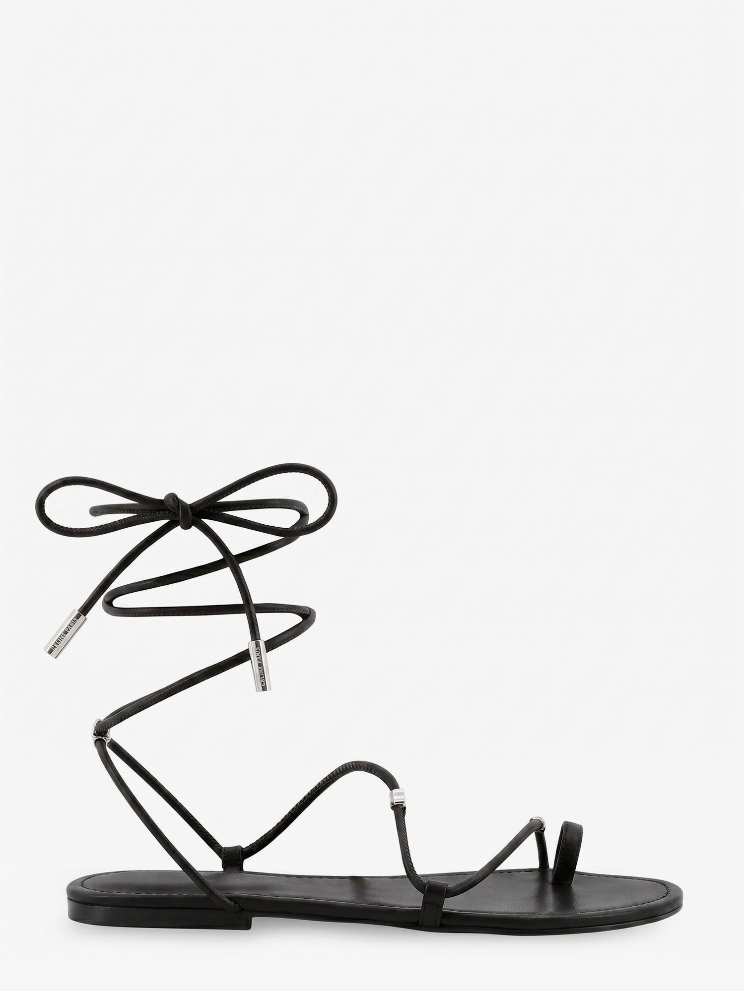 Celine Leather sandals with metal Triomphe logo
