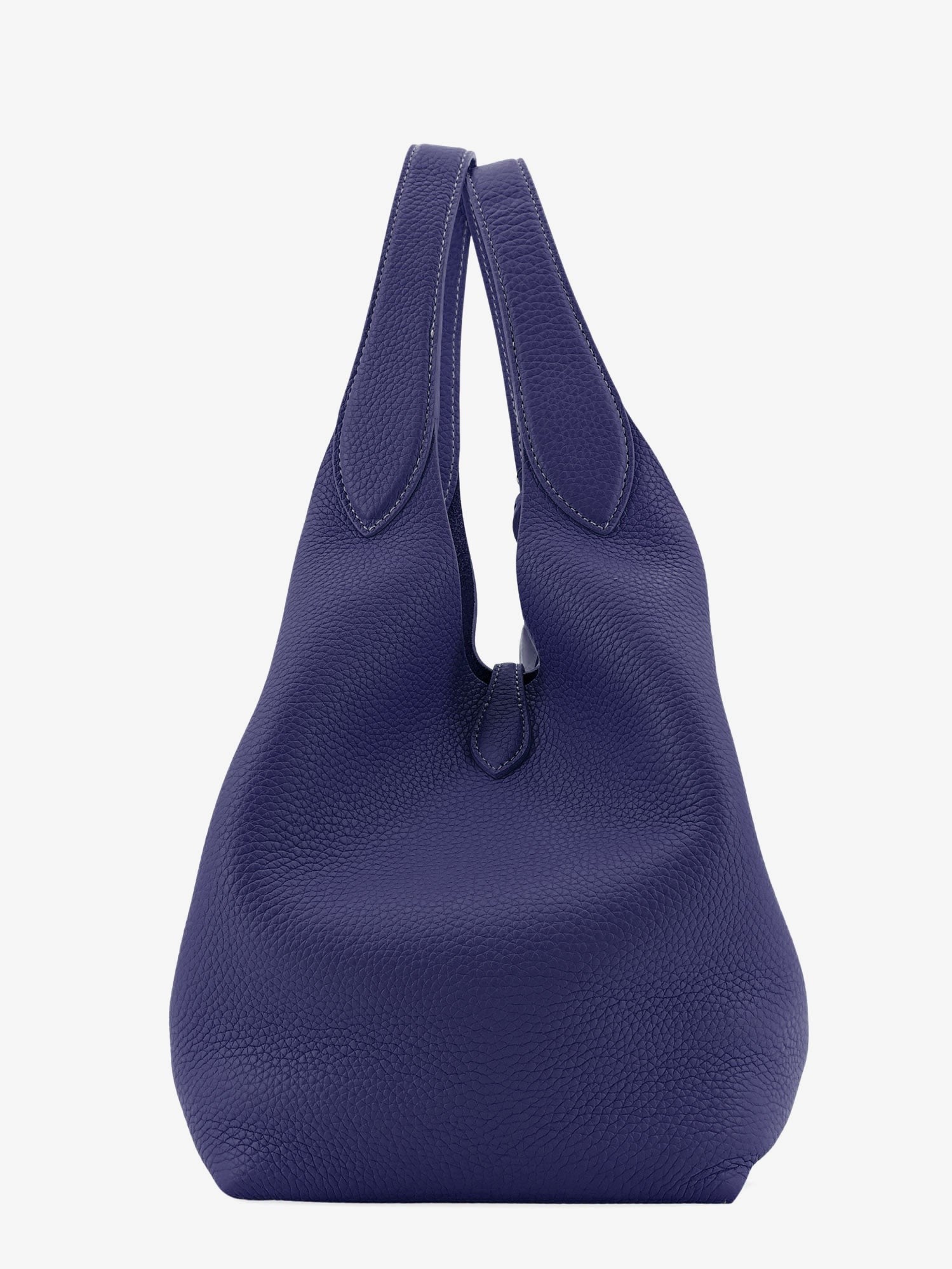 Leather shoulder bag with engraved logo