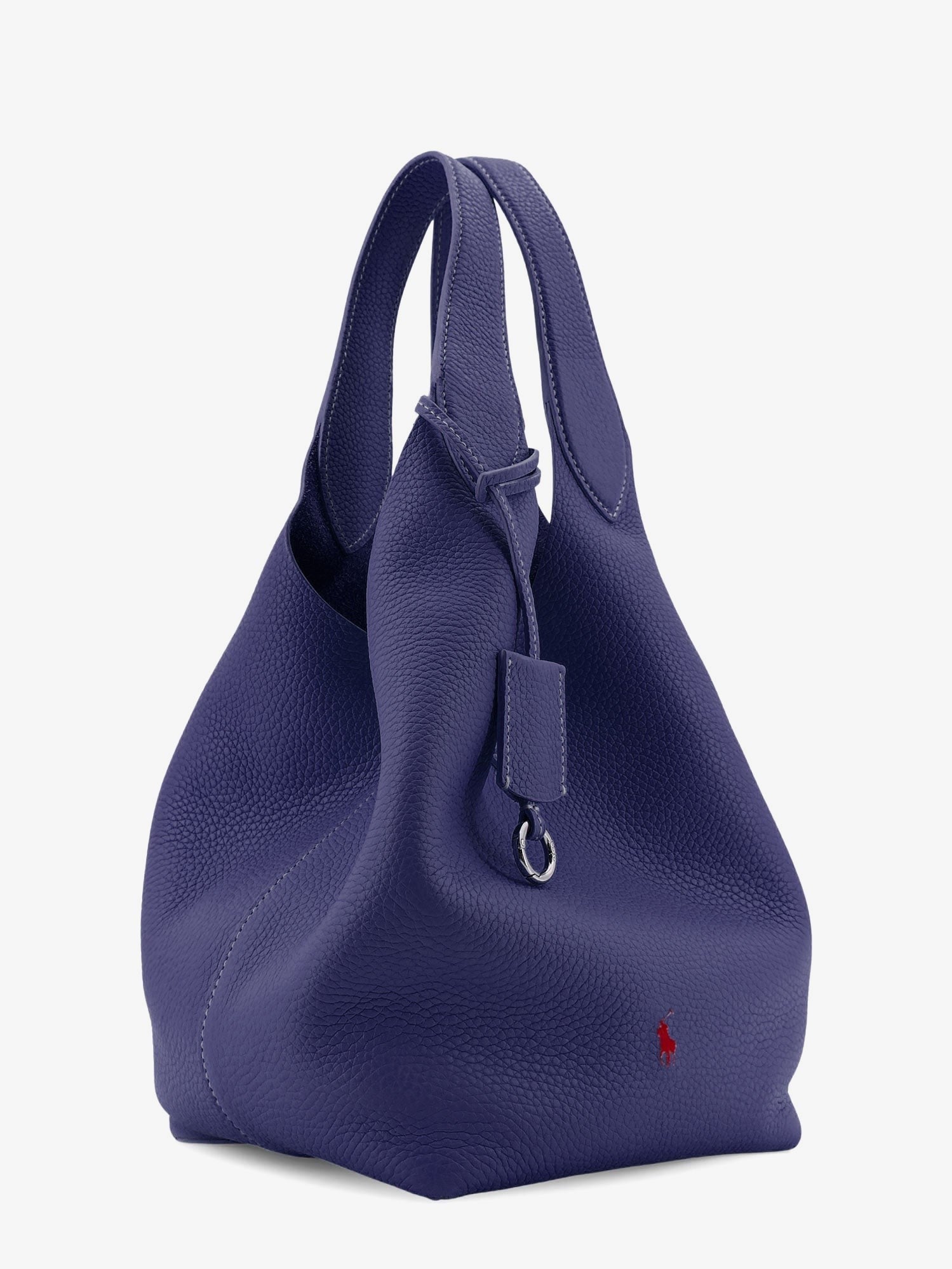 Leather shoulder bag with engraved logo